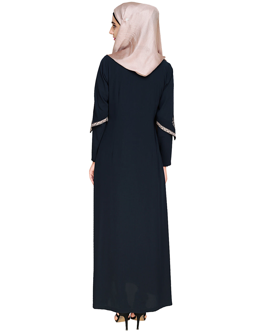 Bygone Front Zipper Abaya Blue