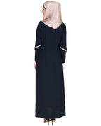Bygone Front Zipper Abaya Blue