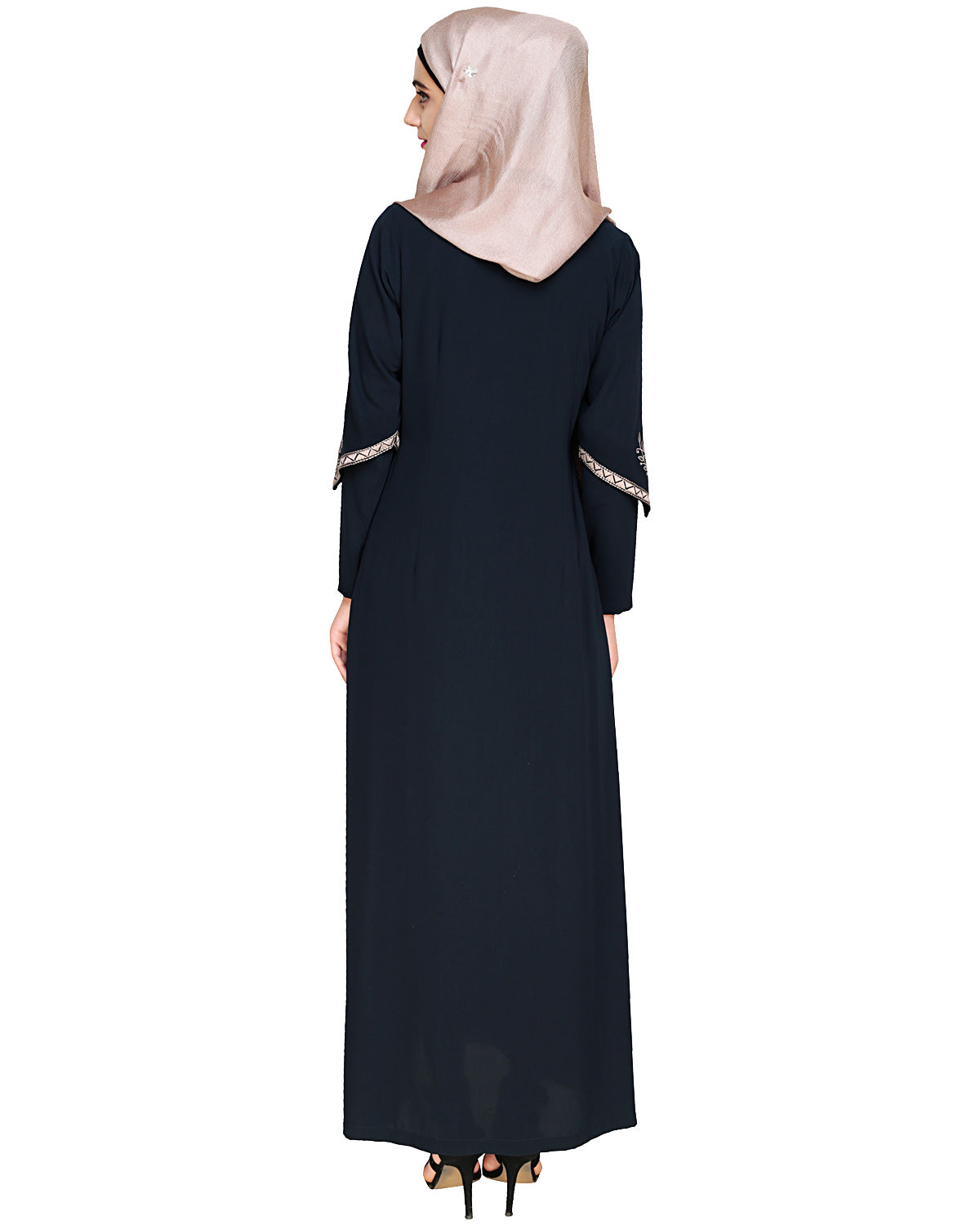 Bygone Front Zipper Abaya Blue