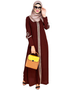 Bygone Front Zipper Abaya Brown