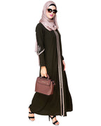Bygone Front Zipper Abaya Olive