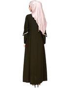 Bygone Front Zipper Abaya Olive