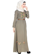 Plush Embroidered Maxi Dress Abaya Dead Mint