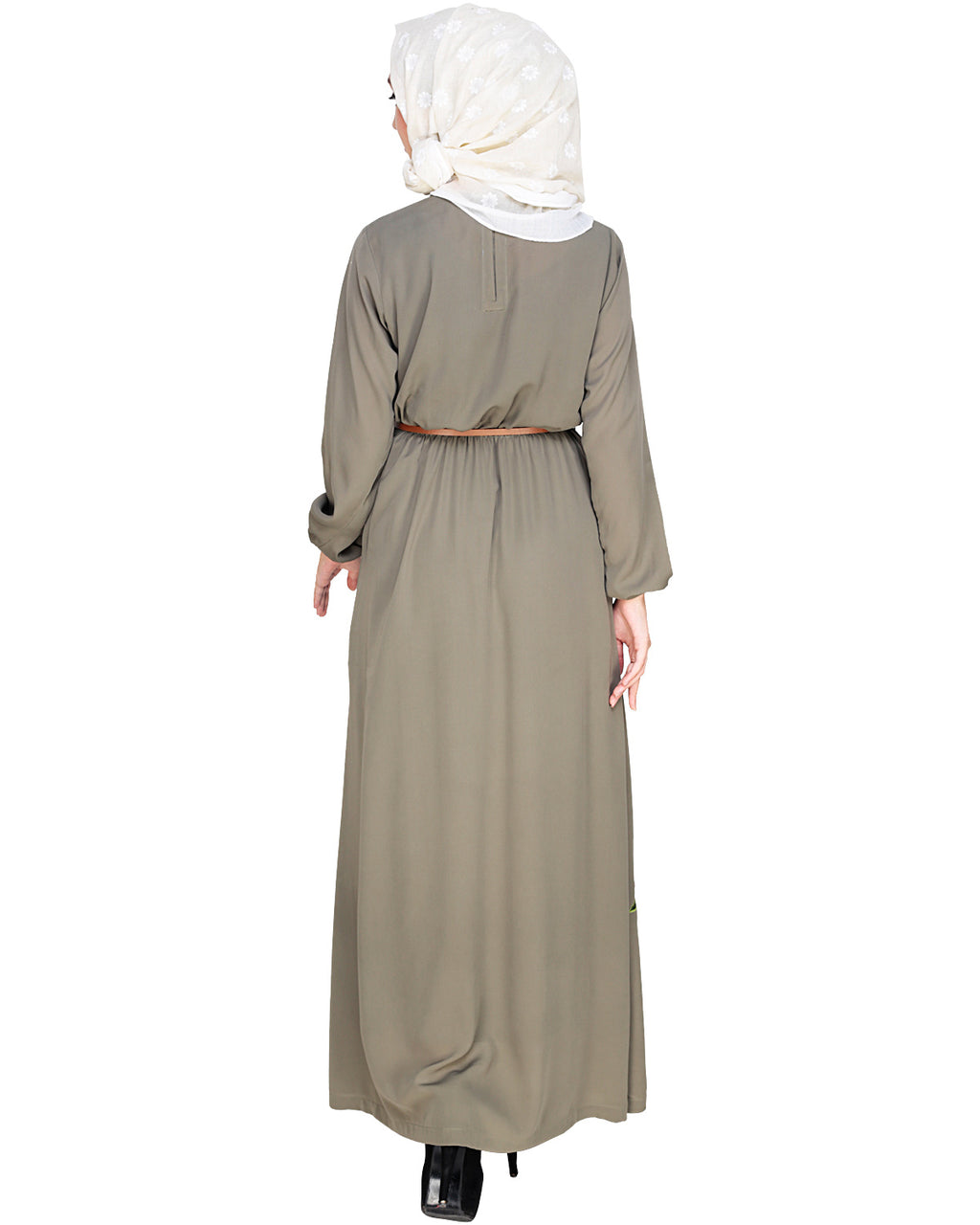 Plush Embroidered Maxi Dress Abaya Dead Mint