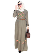 Plush Embroidered Maxi Dress Abaya Dead Mint