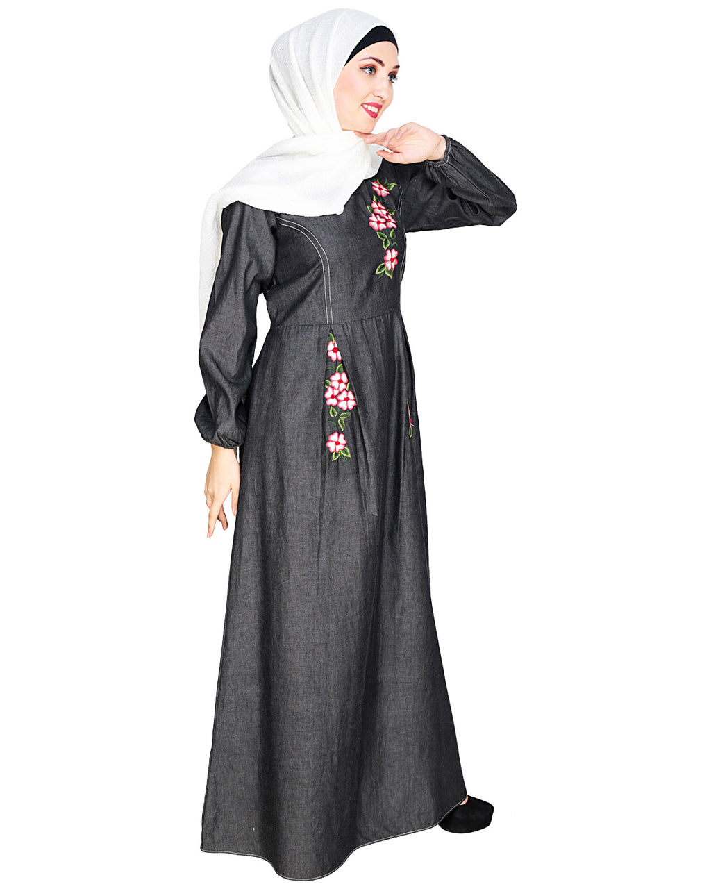 Box Pleated Abaya Black