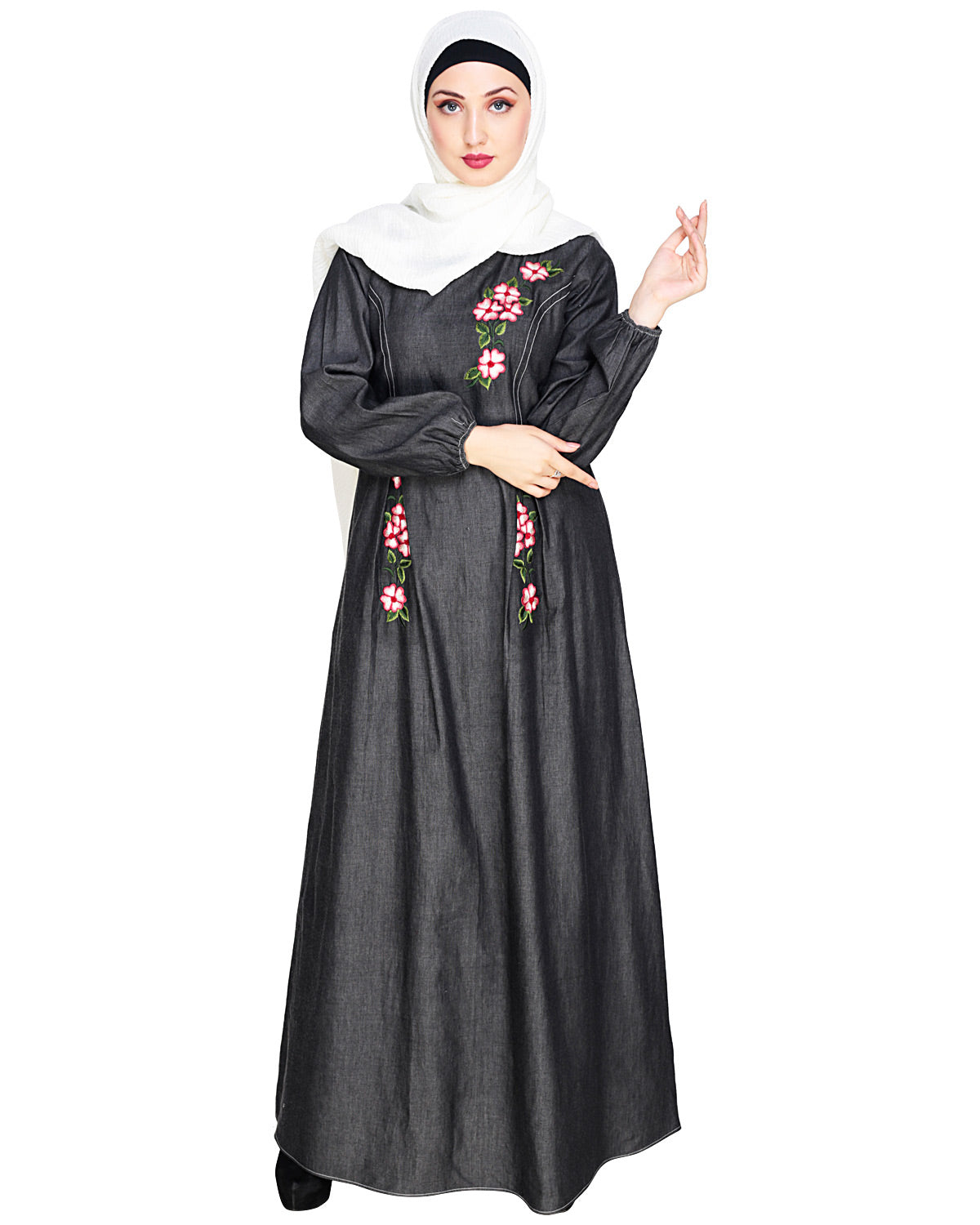 Box Pleated Abaya Black