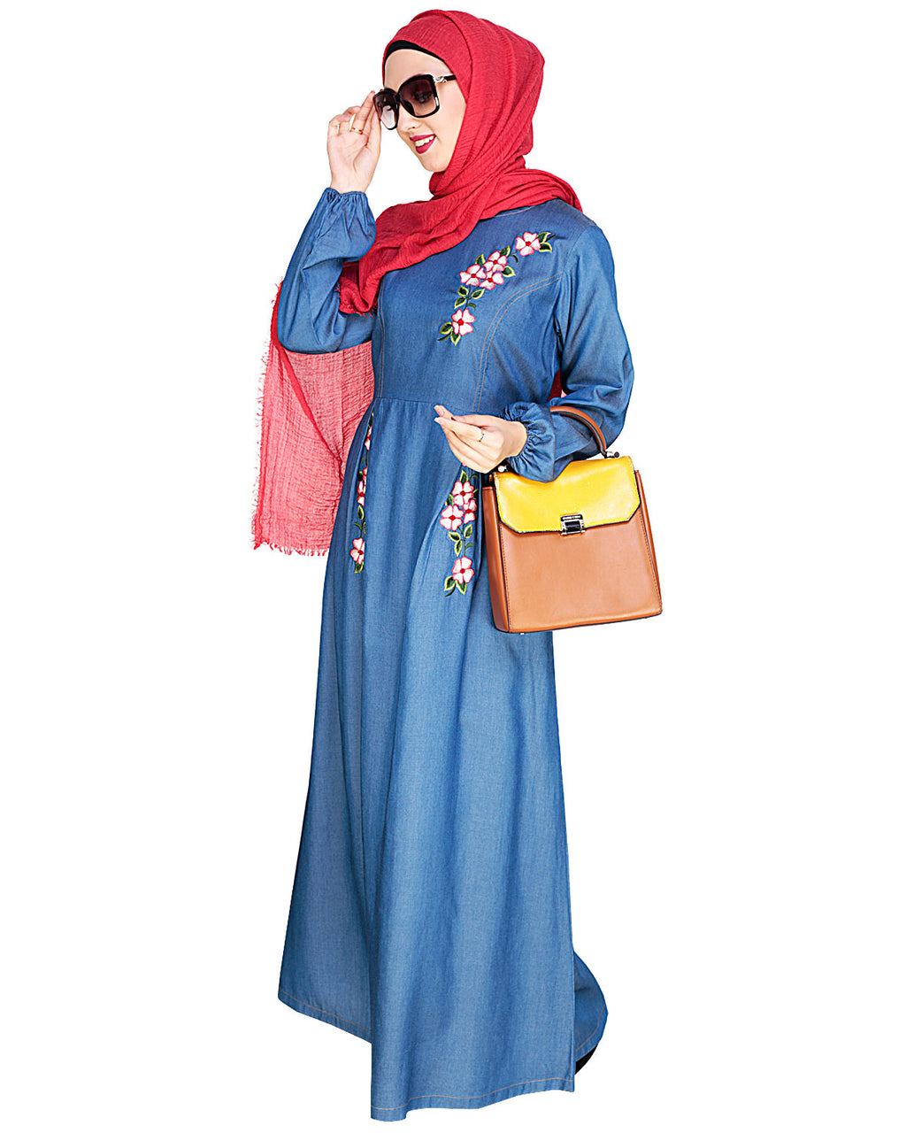 Box Pleated Abaya Blue