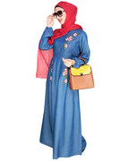 Box Pleated Abaya Blue