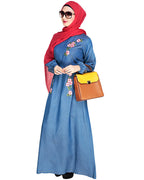 Box Pleated Abaya Blue