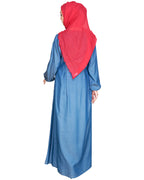 Box Pleated Abaya Blue