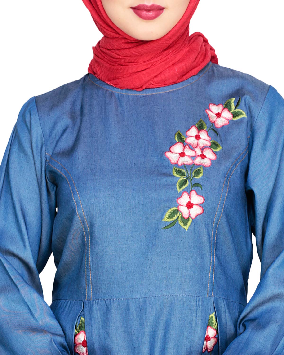 Box Pleated Abaya Blue