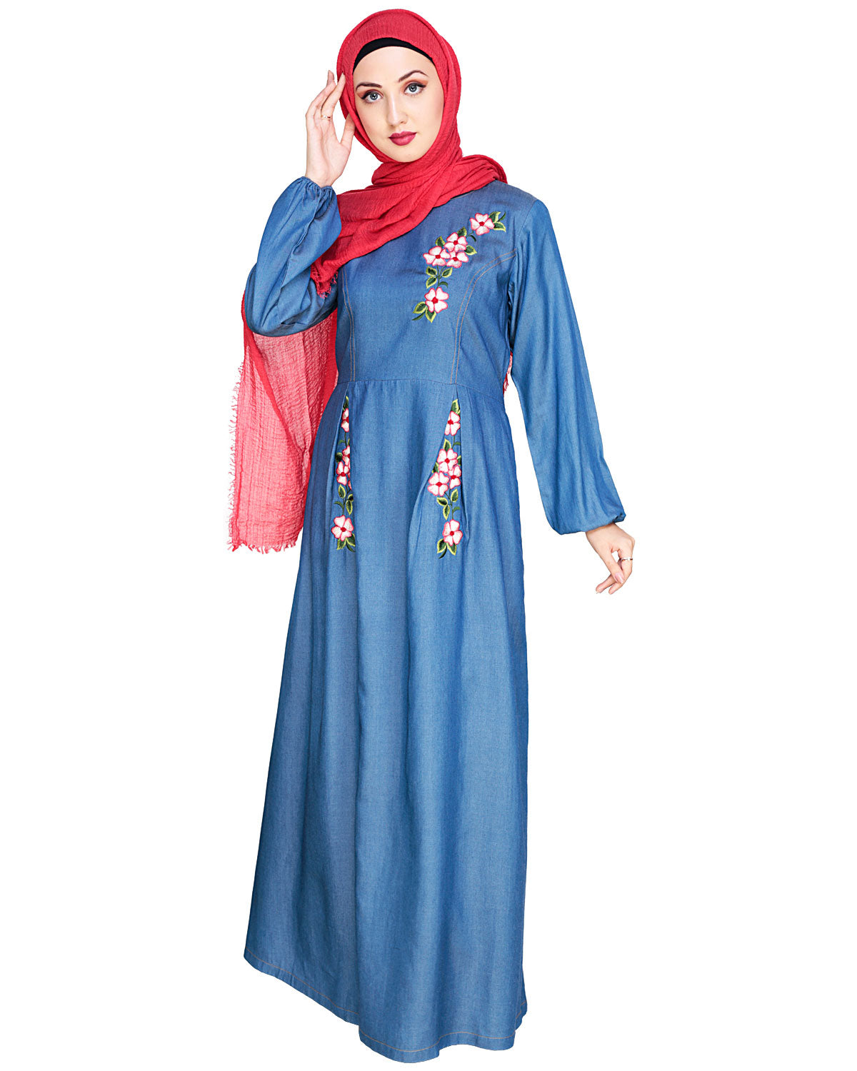 Box Pleated Abaya Blue