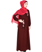 Box Pleated Abaya Brown