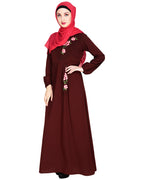 Box Pleated Abaya Brown