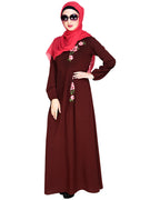 Box Pleated Abaya Brown