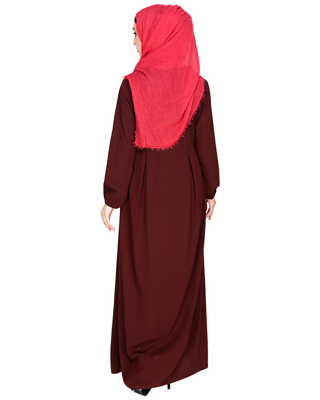 Box Pleated Abaya Brown