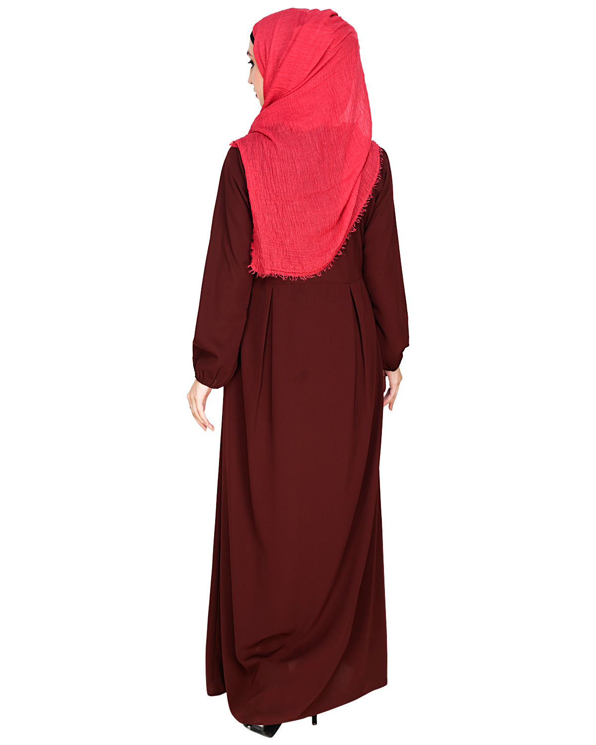 Box Pleated Abaya Brown