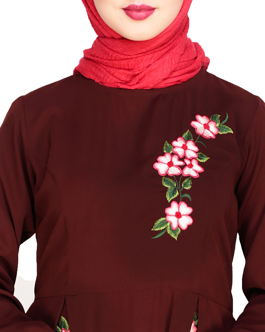 Box Pleated Abaya Brown
