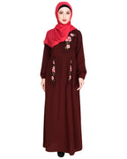 Box Pleated Abaya Brown