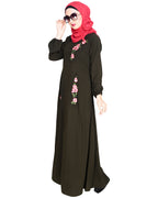 Box Pleated Abaya Olive