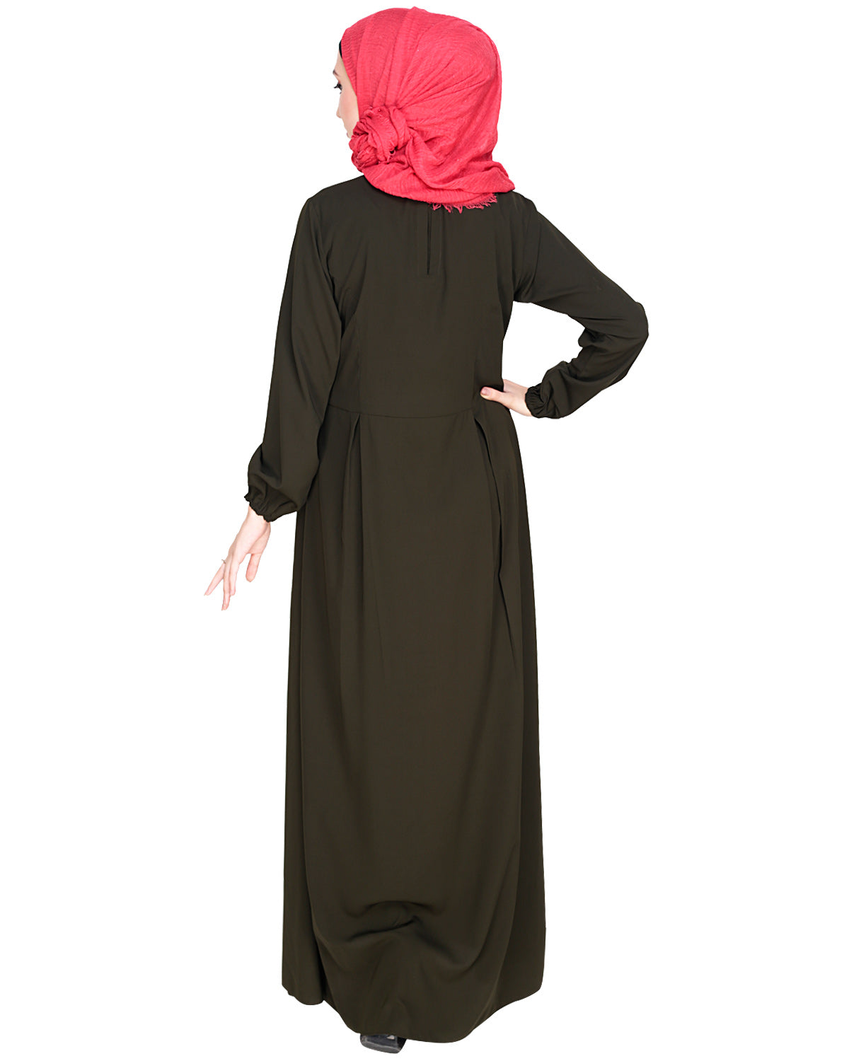 Box Pleated Abaya Olive