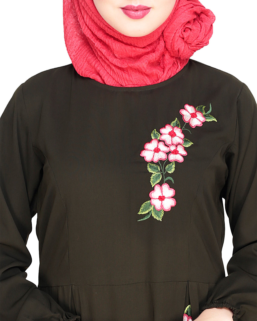 Box Pleated Abaya Olive