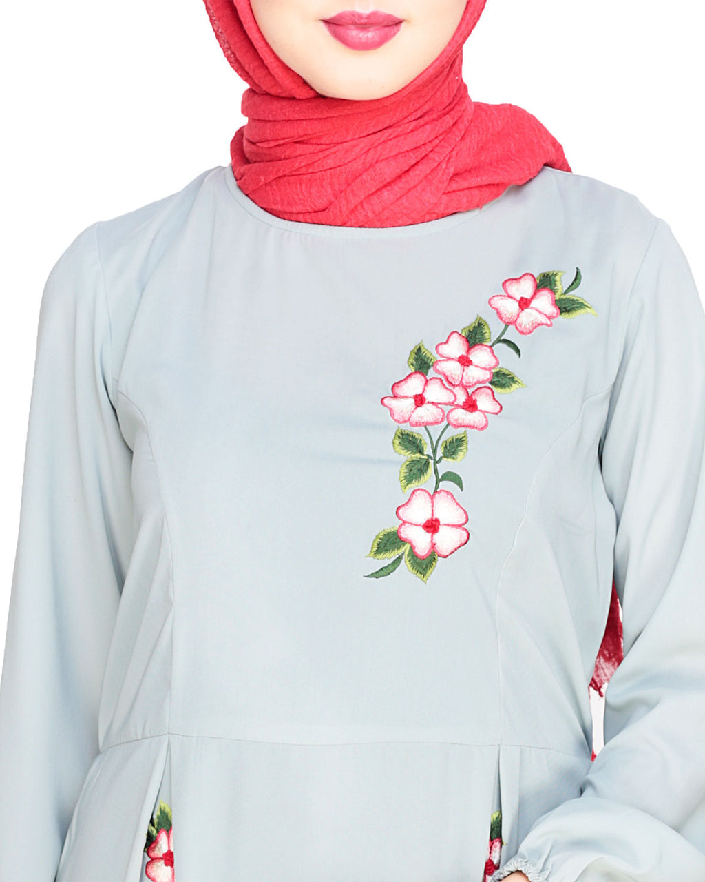 Box Pleated Abaya Sage Green