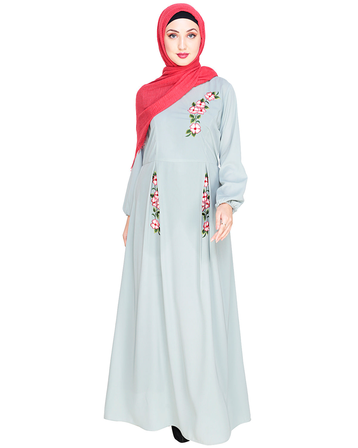 Box Pleated Abaya Sage Green