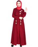 Box Pleated Abaya Wine