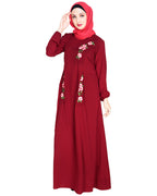 Box Pleated Abaya Wine