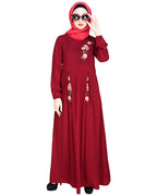 Box Pleated Abaya Wine