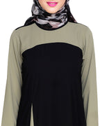 Accordion Side Pleated Abaya Olive Black