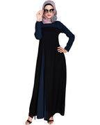 Accordion Side Pleated Abaya Navy Black