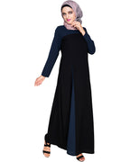 Accordion Side Pleated Abaya Navy Black