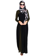 Accordion Side Pleated Abaya Olive Black