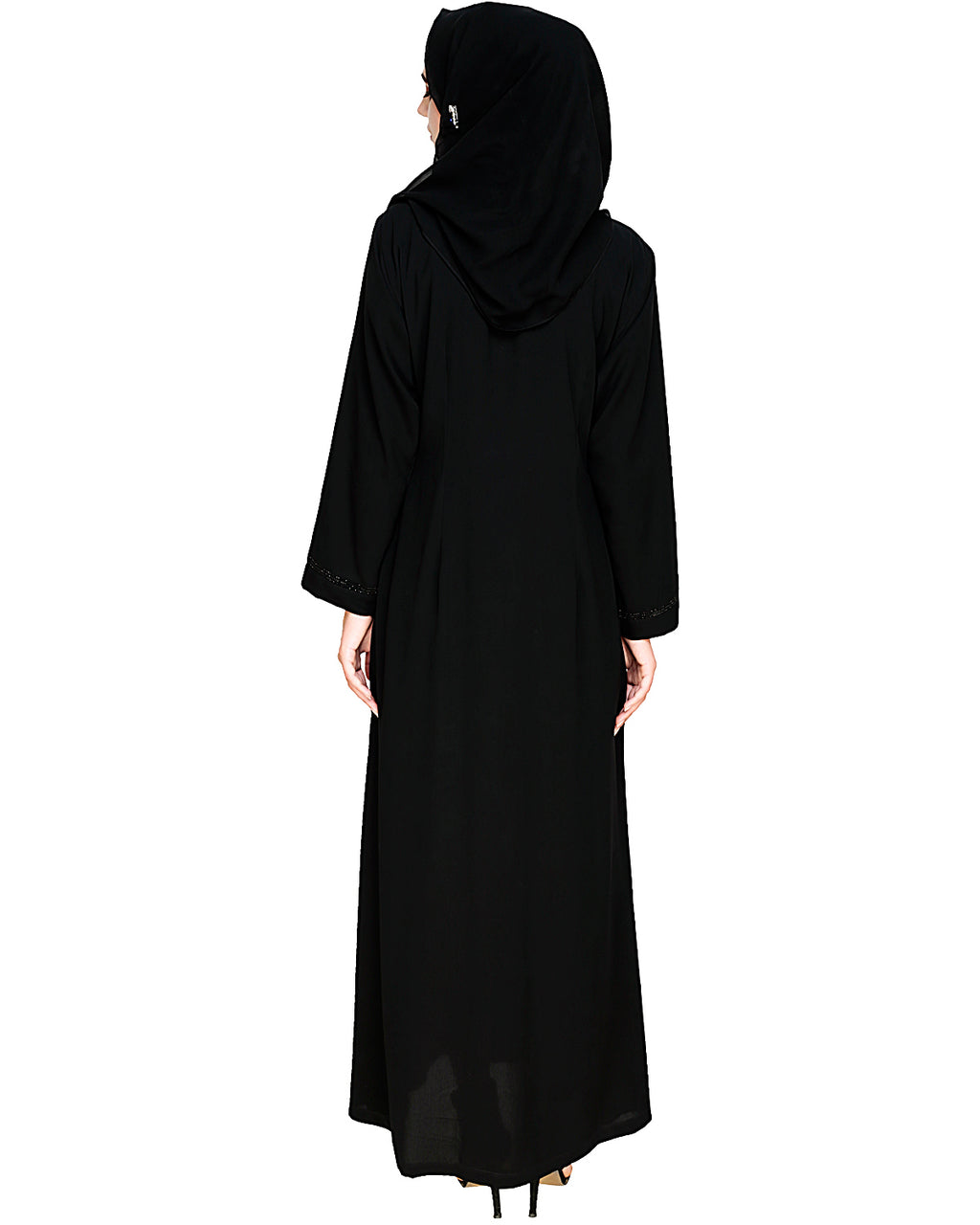 Exquisite Stone Work Stylish Black Dubai Style Abaya Black
