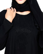 Exquisite Stone Work Dubai Style Abaya Black