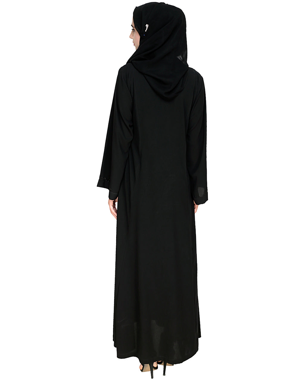 Exquisite Stone Work Designer Black Dubai Style Abaya Black
