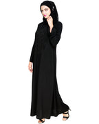 Exquisite Stone Work Sleek Black Dubai Style Abaya Black