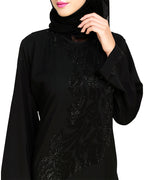 Exquisite Stone Work Sleek Black Dubai Style Abaya Black