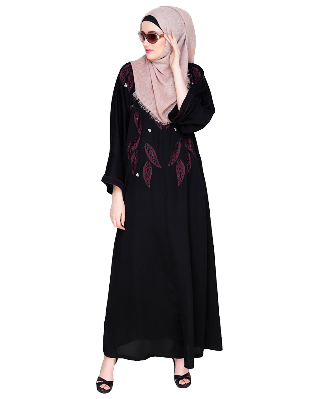 Blossomy Dubai Style Abaya Black