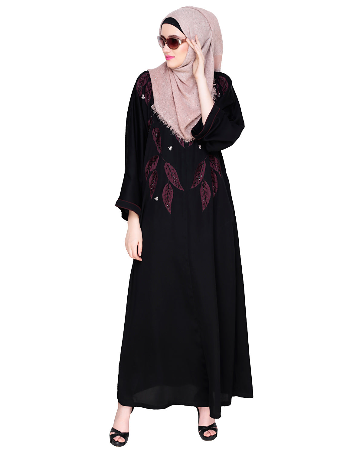 Blossomy Dubai Style Abaya Black