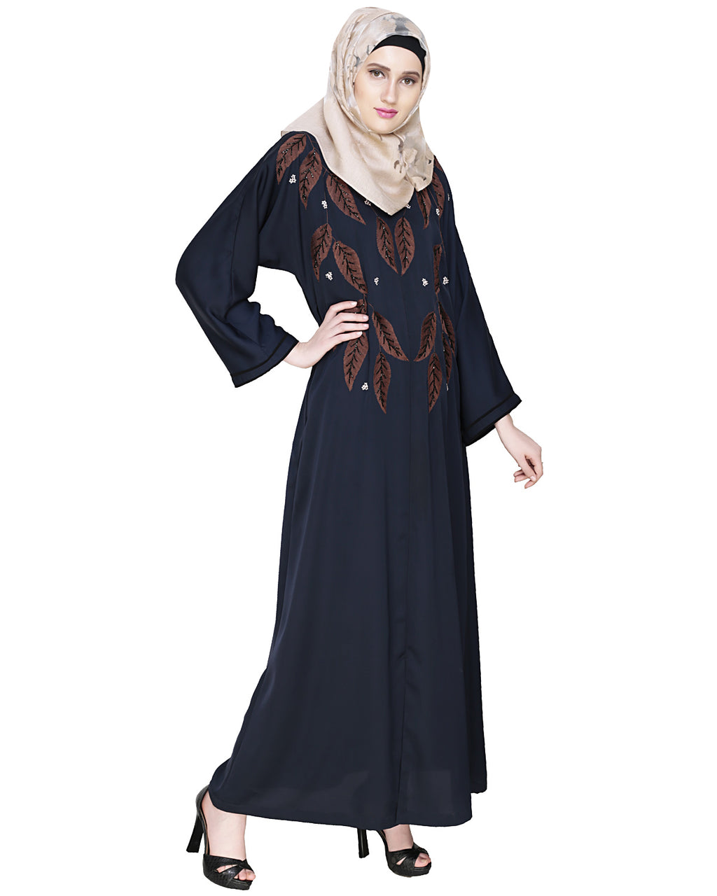 Blossomy Dubai Style Abaya Blue
