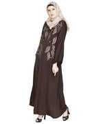 Blossomy Dubai Style Abaya Dark Brown