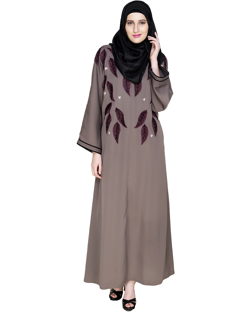 Blossomy Dubai Style Abaya Umber Brown