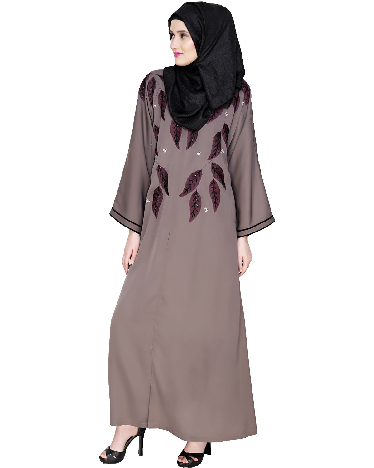 Blossomy Dubai Style Abaya Umber Brown