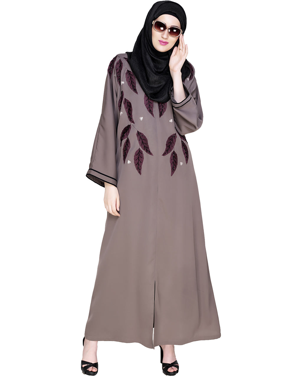 Blossomy Dubai Style Abaya Umber Brown
