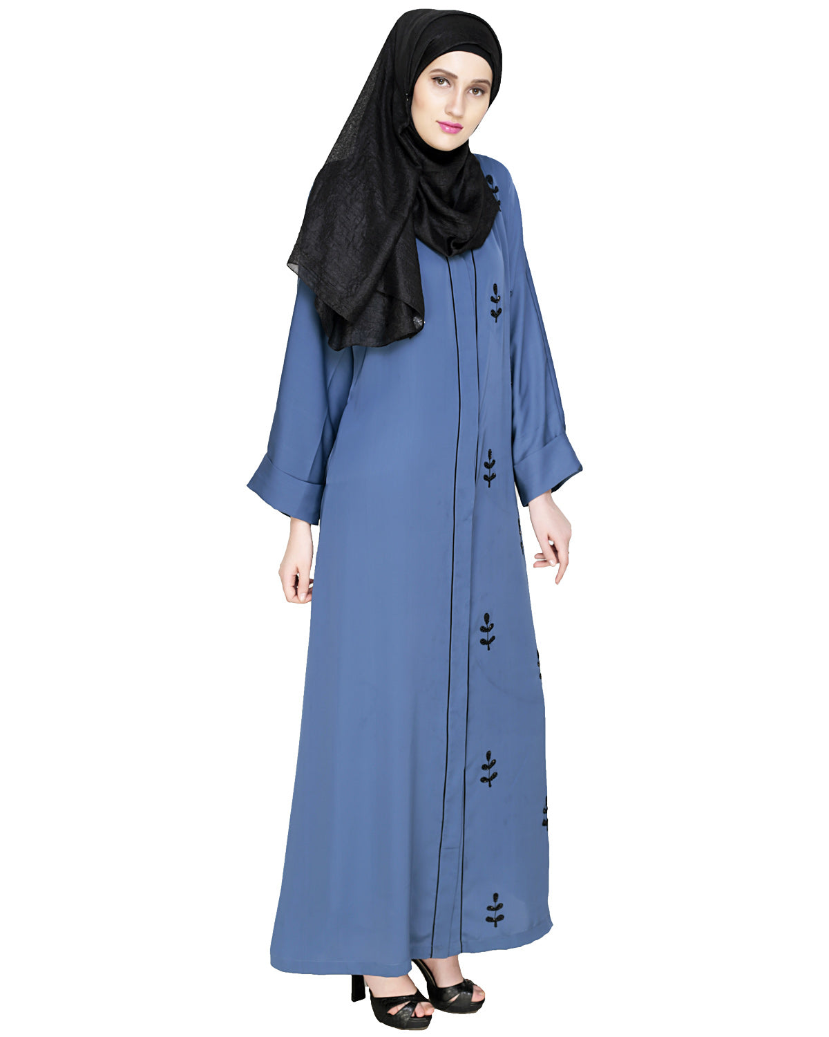 Botanic Beaded Dubai Style Abaya Oak Brown