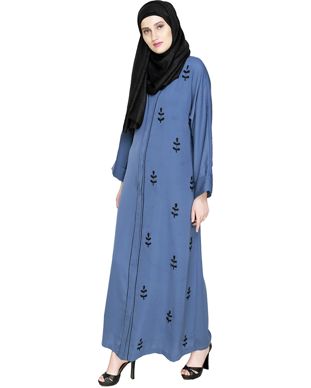 Botanic Beaded Dubai Style Abaya Oak Brown